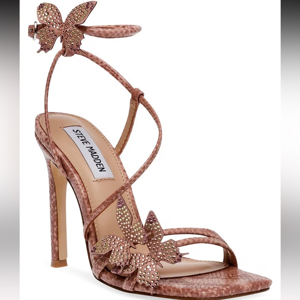 Steve Madden
Uma Leather Snake Strappy Rhinestone Butterfly Strappy Sandals
